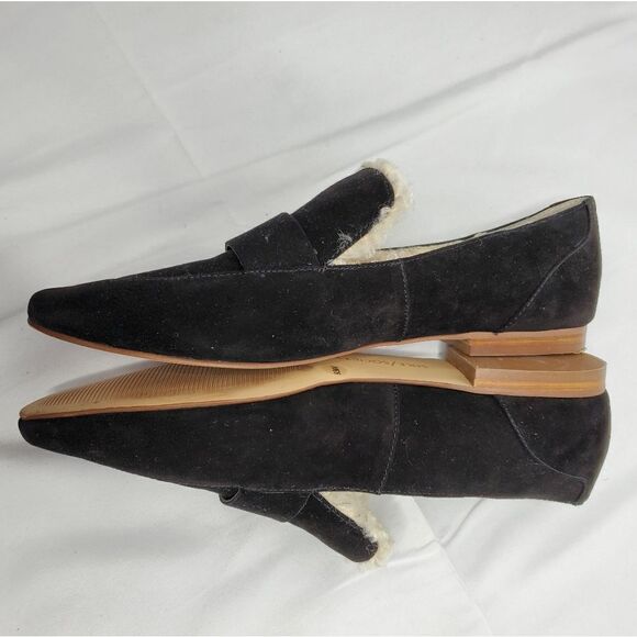 SOLE SOCIETY loafer Bettina black leather faux fur lined shoe 9.5 - Picture 4 of 8